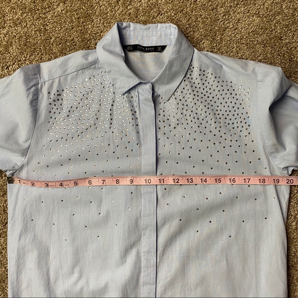 ZARA Rhinestone Embellished Button-Down Tunic S - Picture 4 of 6
